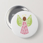ピンクエンジェルグリーンスワールウィングスピリチュアル装飾 缶バッジ (正面&裏面)