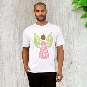 ピンクエンジェルグリーンスワールウィングスピリチュアル装飾 Tシャツ