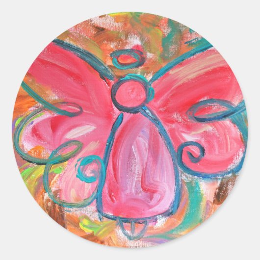 ピンクエンジェルステッカー ラウンドシール (正面)