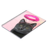 ピンクエンジェルハロー付き黒猫 ノートブック (左側)