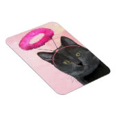 ピンクエンジェルハロー付き黒猫 マグネット (右側)