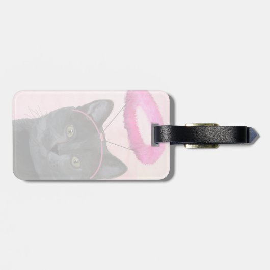 ピンクエンジェルハロー付き黒猫 ラゲッジタグ (裏面横)