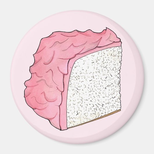 ピンクエンジェルフードケーキスライスベーキングレトロデザート マグネット (正面)