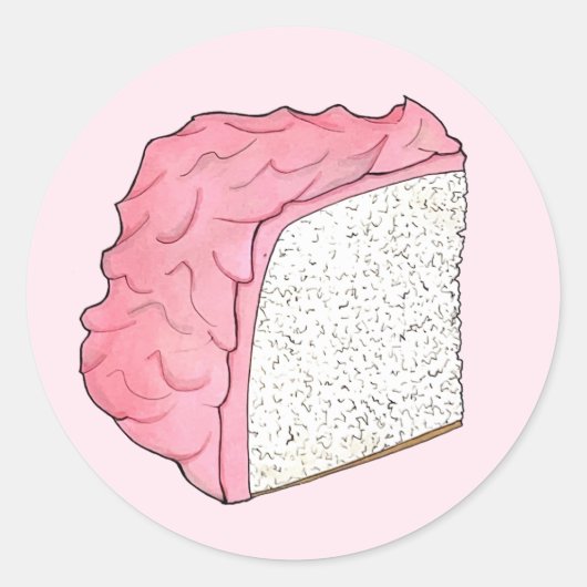ピンクエンジェルフードケーキスライスベーキングレトロデザート ラウンドシール (正面)