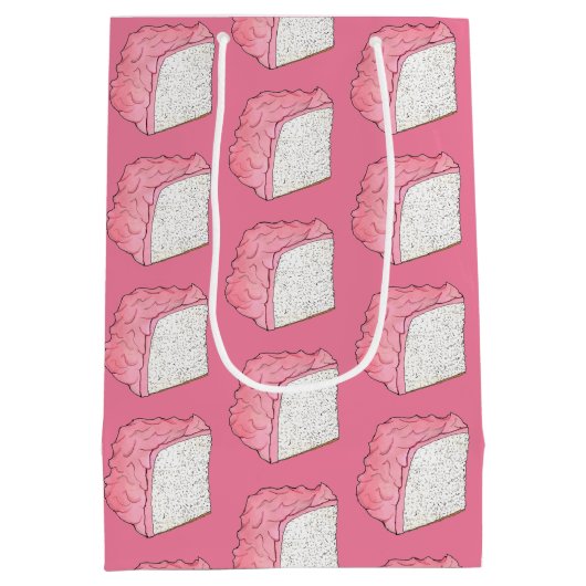 ピンクエンジェルフードスポンジケーキスライスベーキンググルメ ミディアムペーパーバッグ (裏面)