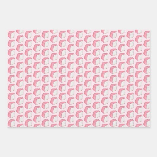 ピンクエンジェルフードスポンジケーキスライスベーキンググルメ ラッピングペーパーシート (正面3)