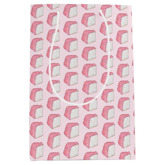 ピンクエンジェルフードスポンジケーキスライス焼き物フーディー ミディアムペーパーバッグ (正面)