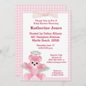 ピンクエンジェルベアベビーシャワー招待状 招待状 (正面/裏面)