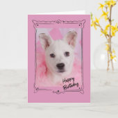 ピンクエンジェル誕生日カード カード (黄色い花)