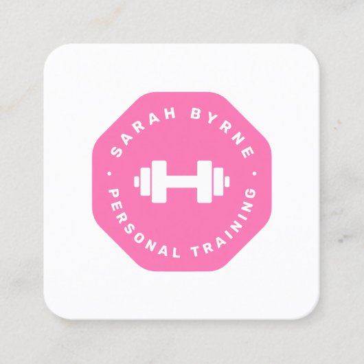 ピンクエンブレムパーソナルトレーナートレーニングビジネスCa スクエア名刺 (正面)