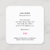 ピンクエンブレムパーソナルトレーナートレーニングビジネスCa スクエア名刺 (裏面)