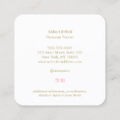 ピンクエンブレムパーソナルトレーナートレーニング スクエア名刺 (裏面)