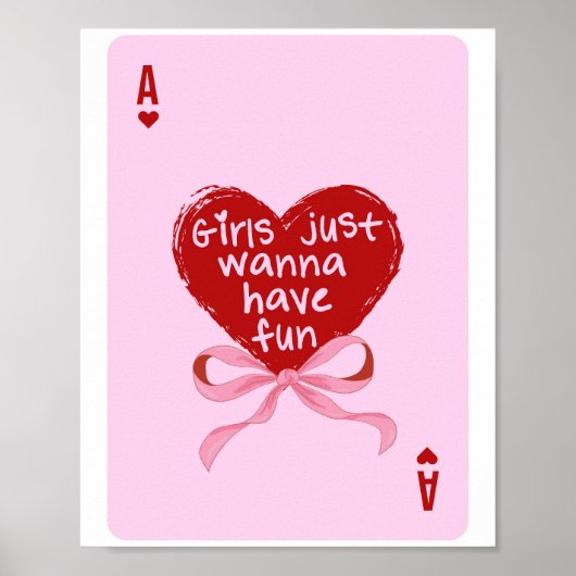 ピンクエースオブハートエステガーリーティックアートウォール ポスター (正面)