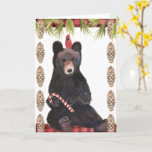 ピンクォーンと一緒に過ごすとてもクマらしいクリスマス カード (黄色い花)