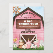ピンクオインクバアファモーーム誕生日サンキューカード 招待状 (正面)