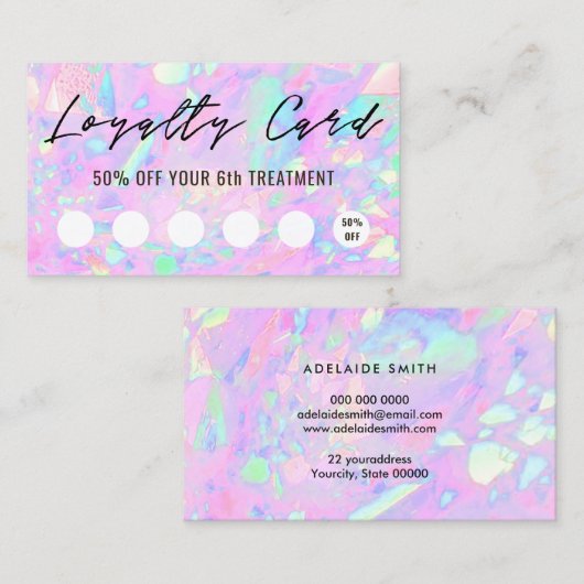 ピンクオインスパイアパルテクスチャーロイヤリティカード 名刺 (正面/裏面)