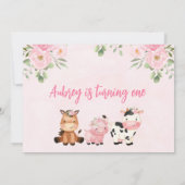 ピンクオインバアネイグガールズ1st誕生日招待状 招待状 (裏面)