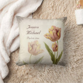 ピンクオウムパーソナライズされたチューリップ周年枕 クッション (ブランケット)