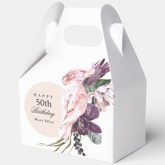 ピンクオウムBohoトロピカルバースデーパーティー50th フェイバーボックス (正面)