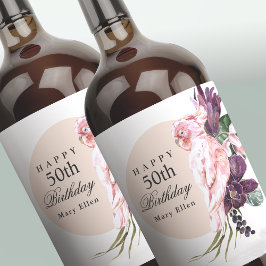 ピンクオウムBohoトロピカルバースデーパーティー50th ワインラベル