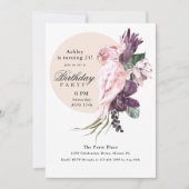 ピンクオウムBoho熱帯21歳のパーティー 招待状 (正面)