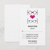 ピンクオタク系の色メガネの応答カード 出欠カード (正面/裏面)