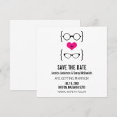 ピンクオタク系の色メガネセーブ・ザ・デート案内 招待状 (正面/裏面)