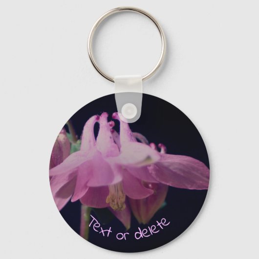 ピンクオダマキ（植物）パーソナライズされた花 キーホルダー (正面)