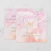 ピンクオダマキ(植物)フラワーウォーター色スプラッシュブライダル 招待状 (正面/裏面)