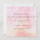 ピンクオダマキ(植物)フラワーウォーター色スプラッシュブライダル 招待状 (裏面)