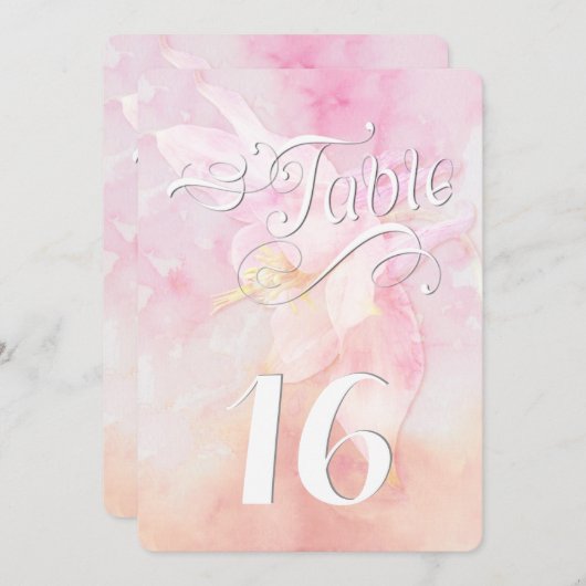 ピンクオダマキ（植物）フラワーウォーター色スプラッシュ結婚ズ (正面/裏面)