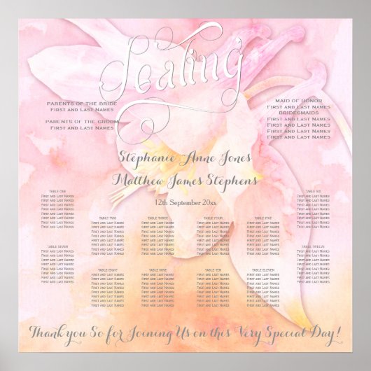 ピンクオダマキ（植物）フラワーウォーター色スプラッシュ結婚ズ ポスター (正面)