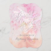 ピンクオダマキ（植物）フラワーウォーター色スプラッシュ結婚ズ 招待状 (正面/裏面)