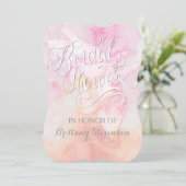 ピンクオダマキ（植物）フラワーウォーター色スプラッシュ結婚ズ 招待状 (スタンド正面)