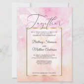 ピンクオダマキ(植物)フラワーウォーター色スプラッシュ 招待状 (正面)