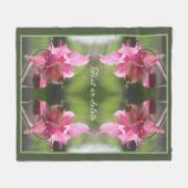 ピンクオダマキ(植物)花抽象芸術 パーソナライズされた フリースブランケット (正面(横))