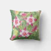 ピンクオダマキ（植物）野花 クッション (正面)