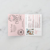 ピンクオチョリオスJamaicaパスポート結婚式招待状 招待状 (内部)