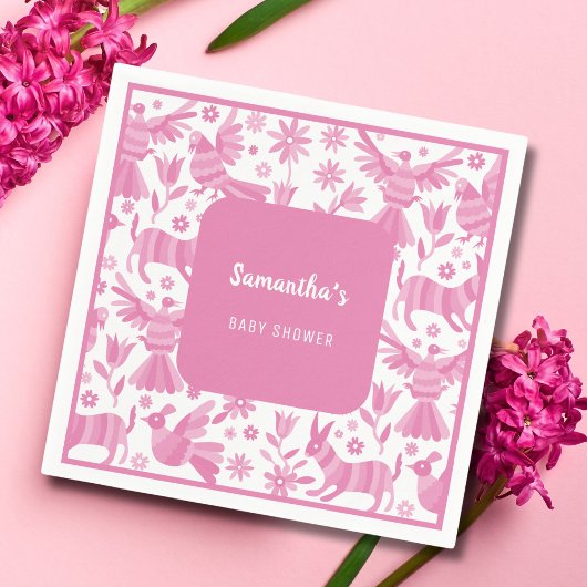 ピンクオトミ・メキシコ産ベビーシャワー紙プレート スタンダードカクテルナプキン