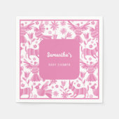 ピンクオトミ・メキシコ産ベビーシャワー紙プレート スタンダードカクテルナプキン (正面)