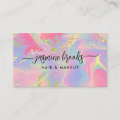 ピンクオパール水カラー金ゴールドグリッター 名刺 (正面)