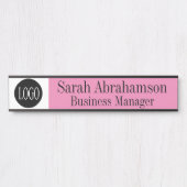 ピンクオフィスドアサイン長10"名前プレート サインプレート (正面)