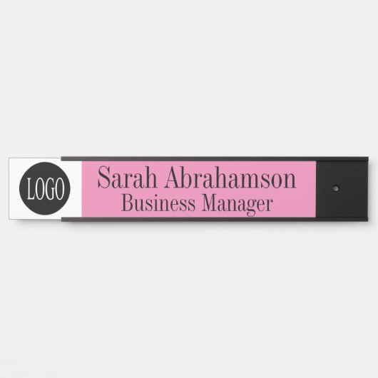 ピンクオフィスドアサイン長10"名前プレート サインプレート (正面)