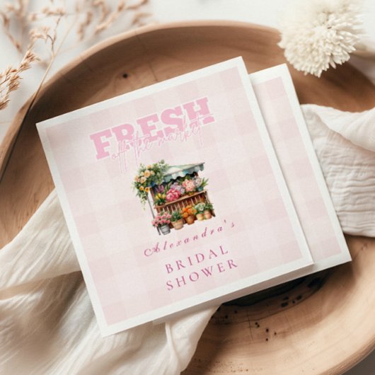 ピンクオフザマーケットブライダルシャワー スタンダードカクテルナプキン