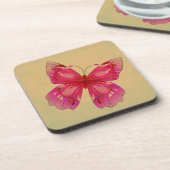 ピンクオリエンタルヴィンテージ蝶アート コースター (左側)