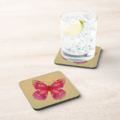 ピンクオリエンタルヴィンテージ蝶アート コースター (右側)