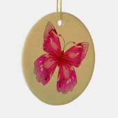 ピンクオリエンタルヴィンテージ蝶アート セラミックオーナメント (右)