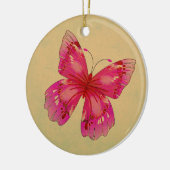 ピンクオリエンタルヴィンテージ蝶アート セラミックオーナメント (左)