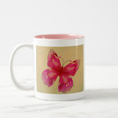 ピンクオリエンタルヴィンテージ蝶アート ツートーンマグカップ (左)