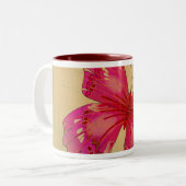 ピンクオリエンタルヴィンテージ蝶アート ツートーンマグカップ (正面左)